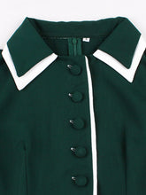 Load image into Gallery viewer, Vintage Green Button Swing Shirt Dress