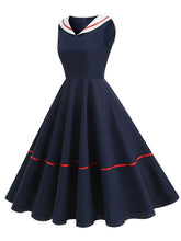 Load image into Gallery viewer, Navycore Style Sailor Collar 1950S Vintage Dress