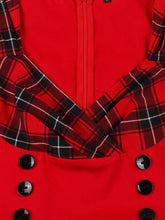 Load image into Gallery viewer, Christmas Red Plaid Square Neck 1950S Vintage Dress