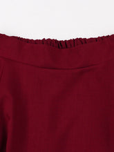 Load image into Gallery viewer, 1950s Women&#39;s Wine Red Peplum Top with Full Circle Skirt Set