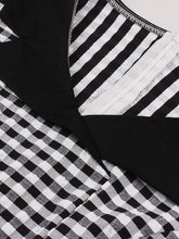 Load image into Gallery viewer, Black White Plaid 1950s Short Sleeve Swing Dress