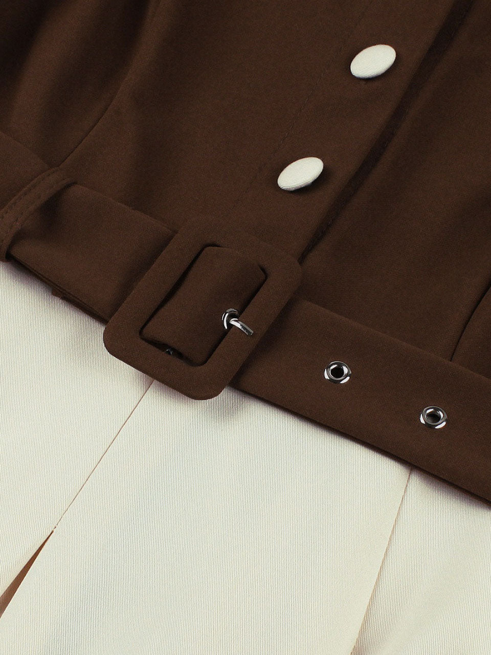 Brown Color Blocking Vintage Swing Dress Brown / M