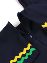 Load image into Gallery viewer, Navy Square Collar 1950s Swing Dress