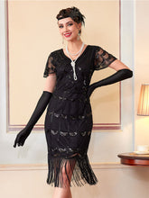 Load image into Gallery viewer, Women's 1920s Flapper Dress Gatsby Costume Sequined Fringed Cocktail Party Dress