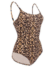 Load image into Gallery viewer, Classic Leopard Print One Piece Swimsuit with Scoop Neck and Spaghetti Straps