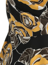 Load image into Gallery viewer, Orange 1950S Halloween Rose Printed V Neck Vintage Dress