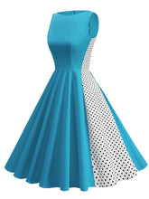 Load image into Gallery viewer, 1950s Vintage Polka Dot Sleeveless Retro Swing Dress