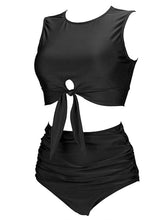 Load image into Gallery viewer, Vintage Inspired High-Waisted Red Bikini Set with Tie-Front Detail
