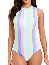 Load image into Gallery viewer, Rainbow Stripe One-piece Bathing Suit