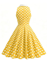 Load image into Gallery viewer, 1950s Vintage Polka Dots Sleeveless Retro Swing Dress