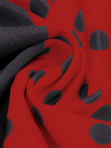 Christmas Red and Black Crew Neck Swing 1950S Vintage Dress