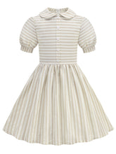 Load image into Gallery viewer, Vintage 1950s Little Girls Pink Stripe Dress with Peter Pan Collar