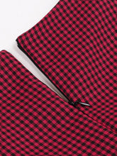 Load image into Gallery viewer, Audrey Hepburn Inspired Wine Red with Black Plaid Vintage Dress