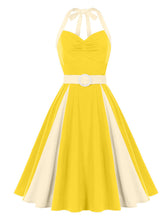 Load image into Gallery viewer, Barbiecore Pink Two-Tone 1950s Sweetheart Halter Neck Swing Dress