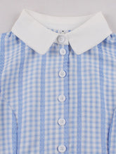 Load image into Gallery viewer, Blue Plaid Peter Pan Collar A-Line 1940S Vintage Shirt Dress