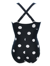 Load image into Gallery viewer, Women's One Piece Swimsuit Retro Polka Dot Bathing Suit V Neck Ruched Tummy Control Monokini
