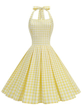 Load image into Gallery viewer, Red Plaid Halter Neck Vintage Dress