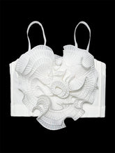 Load image into Gallery viewer, Red Rose Flower Corset Top - Pleated 3D Floral Spaghetti Strap Bustier