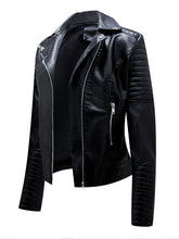Load image into Gallery viewer, Women's Yellow PU Leather Motorcycle Coat with Zipper Pockets Moto Biker Jacket