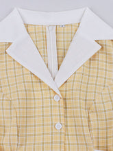 Load image into Gallery viewer, 1950s Yellow Plaid Lapel Collar Short Sleeve Swing Dress