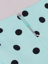 Load image into Gallery viewer, 1950s Mint Blue Polka Dot Puff Sleeve Vintage Swing Dress