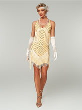Load image into Gallery viewer, Women's 1920s Flapper Dress Gatsby Costume Red Sequined Tiered Fringe Party Dress