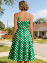 Load image into Gallery viewer, 1950s Yellow Polka Dot  Lapel Strap Midi Dress