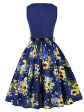Load image into Gallery viewer, Van Gogh Inspired Sunflower Vintage Swing Dress