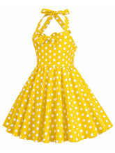 Load image into Gallery viewer, Kids Little Girls' Dress Bow Halter Polka Dots Sleeveless Cotton 1950S Vintage Dress