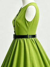 Load image into Gallery viewer, 1950s Vintage Lime Green Sleeveless Belted Swing Dress