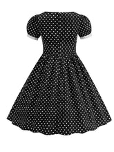 Load image into Gallery viewer, Kids Little Girls' Dress Square Neck Polka Dots Puff Sleeve Cotton 1950S Vintage Dress