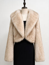 Load image into Gallery viewer, 1950s Vintage Cropped Faux Fur Evening Jacket - Retro Lapel Shrug Bolero