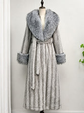 Load image into Gallery viewer, Vintage Winter Brown Tiered Faux Fox Fur Collar Belted Long Coat