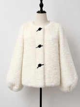 Load image into Gallery viewer, 1960s Vintage Collarless Faux Shearling Toggle Jacket - Retro Short Teddy Coat
