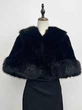Load image into Gallery viewer, 1950s Vintage White Faux Fur Trimmed Capelet - Retro Evening Bridal Cape