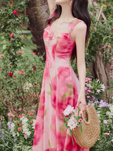 Load image into Gallery viewer, Sweet Rose Ruffles Strap Vintage Swing Maxi Dress