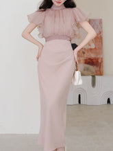 Load image into Gallery viewer, Pink Ruffles 1950S Vintage Bodycon Dress