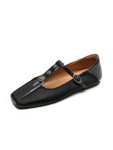 Load image into Gallery viewer, Women&#39;s Flat Heel Leopard Square Toe T-strap Vintage Shoes
