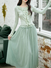 Load image into Gallery viewer, Green Lace Top with Layered Tulle Skirt Enchanted Garden Romantic Vintage Set