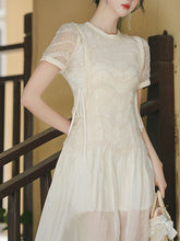 Load image into Gallery viewer, Cream Vintage Victorian Lace Maxi Dress