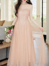Load image into Gallery viewer, Balletcore Style Pink Mesh Flared Spaghetti Strap Maxi Dress