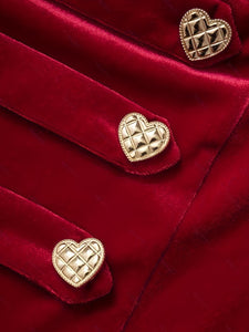 Burgundy Love Heart Gold Button 1950S Vintage Dress