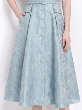 Load image into Gallery viewer, Pink Jacquard Elegant Embossed Floral Shirt Dress with Belt