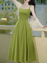 Load image into Gallery viewer, 2PS Green Strap 1950S Vintage Dress With Long Sleeve Cardigan