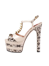 Load image into Gallery viewer, 12CM Women&#39;s T-Strap Platform with Rivets Chunky Heel Sandals Leather Vintage Shoes