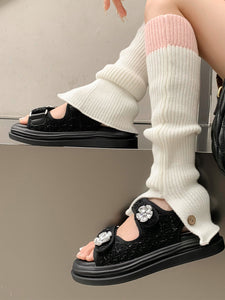 Women's Round Toe Platform Sandals Leather Vintage Shoes