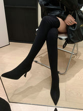 Load image into Gallery viewer, Women‘s Stiletto Heel Long Boots Suede Over-The-Knee Boots with Pointed Toe