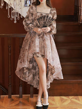 Load image into Gallery viewer, Brown Rose Square Neck Short Front and Long Back Princess Party Dress