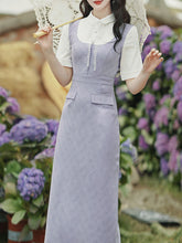 Load image into Gallery viewer, Purple Peter Pan Collar Puff Sleeve Preppy Dress