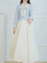 Load image into Gallery viewer, 2PS White and Blue Tweed Coat With Swing Skirt 1950S Vintage Audrey Hepburn&#39;s Style Outfits